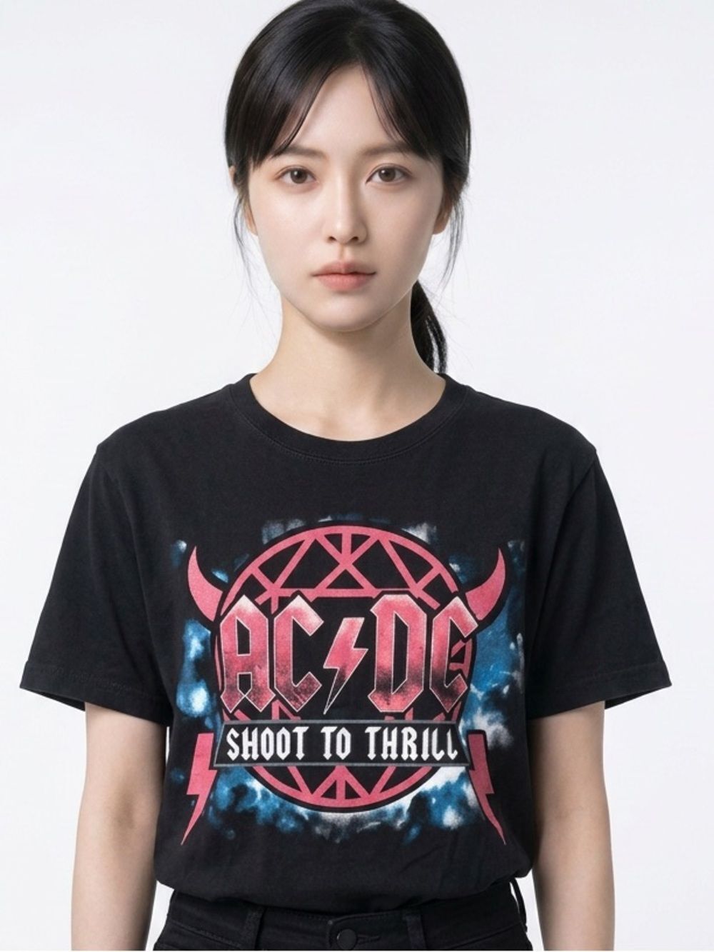 AC/DC Shoot to Thrill Graphic Band Black Short Sleeve Tee Unisex Size Small
